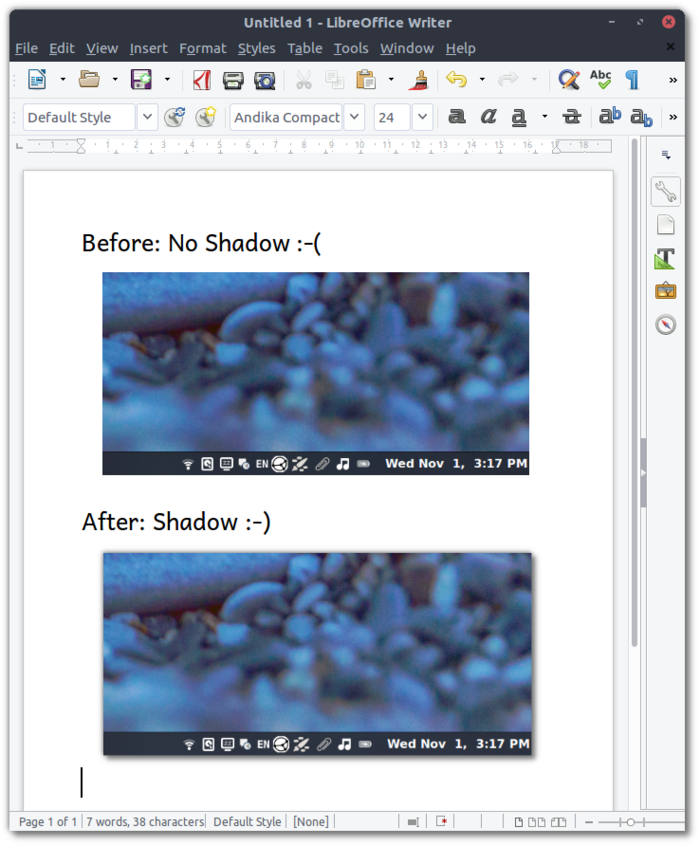 Shutter LibreOffice Shadow